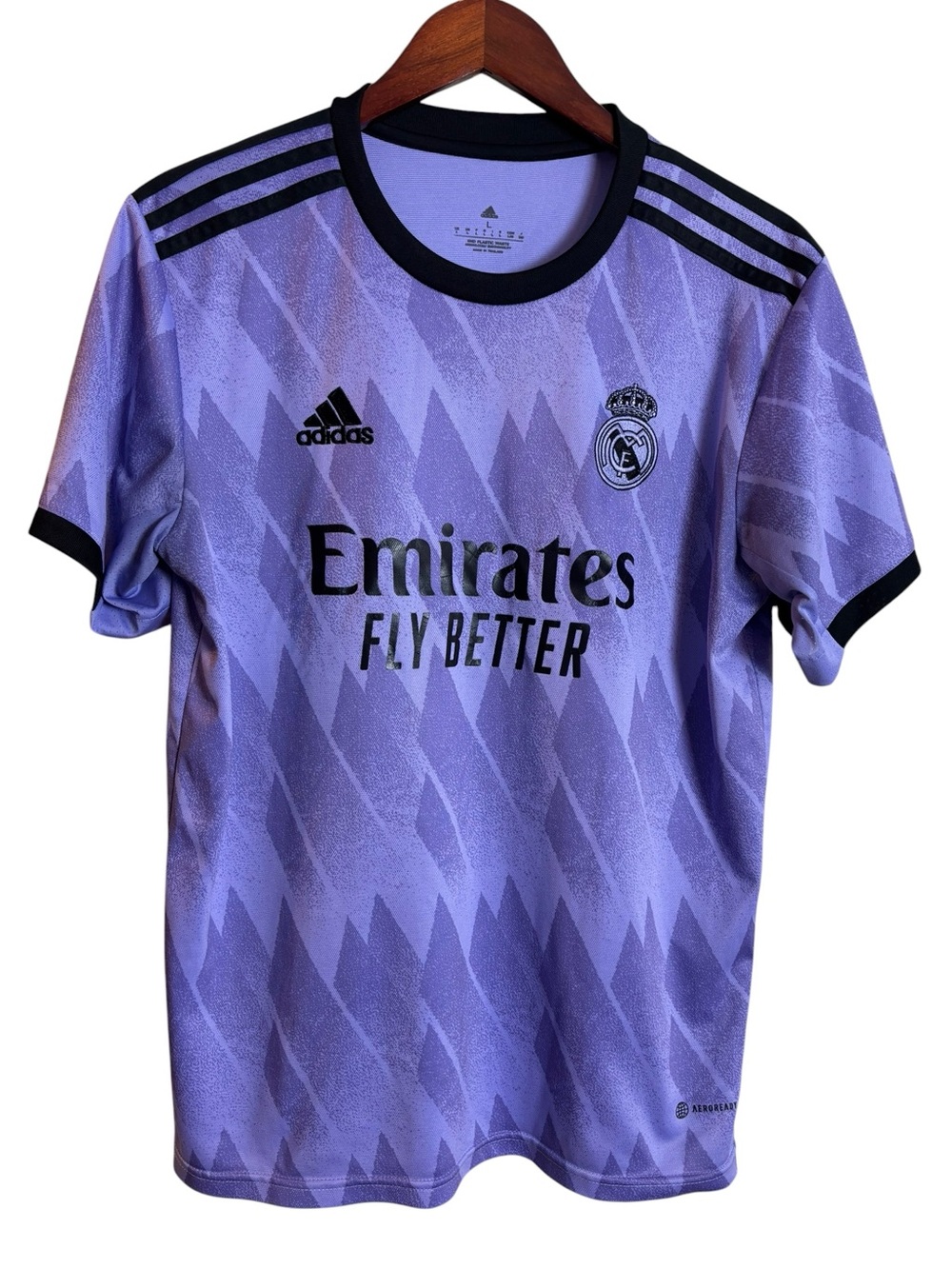 Adidas Real Madrid 2022/23 Away Jersey Purple Black Men's Size Large